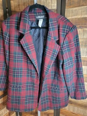 Sag Harbor Red and Green Plaid Blazer